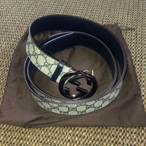 Authentic Monogrammed GG Supreme Gucci belt sze 48